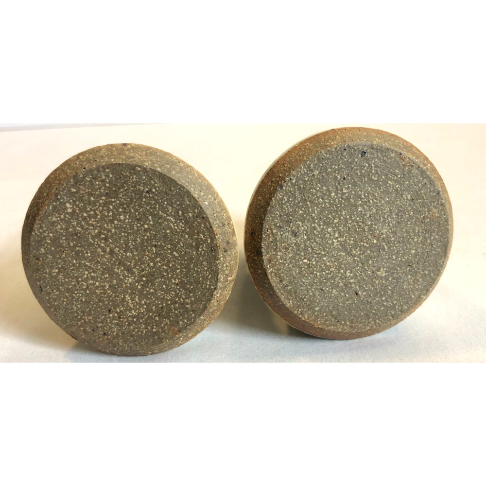 Handmade Art Pottery Shakers Drip Glaze Orb Mod Holes on Side Gray Tan Unmarked - Picture 4 of 4